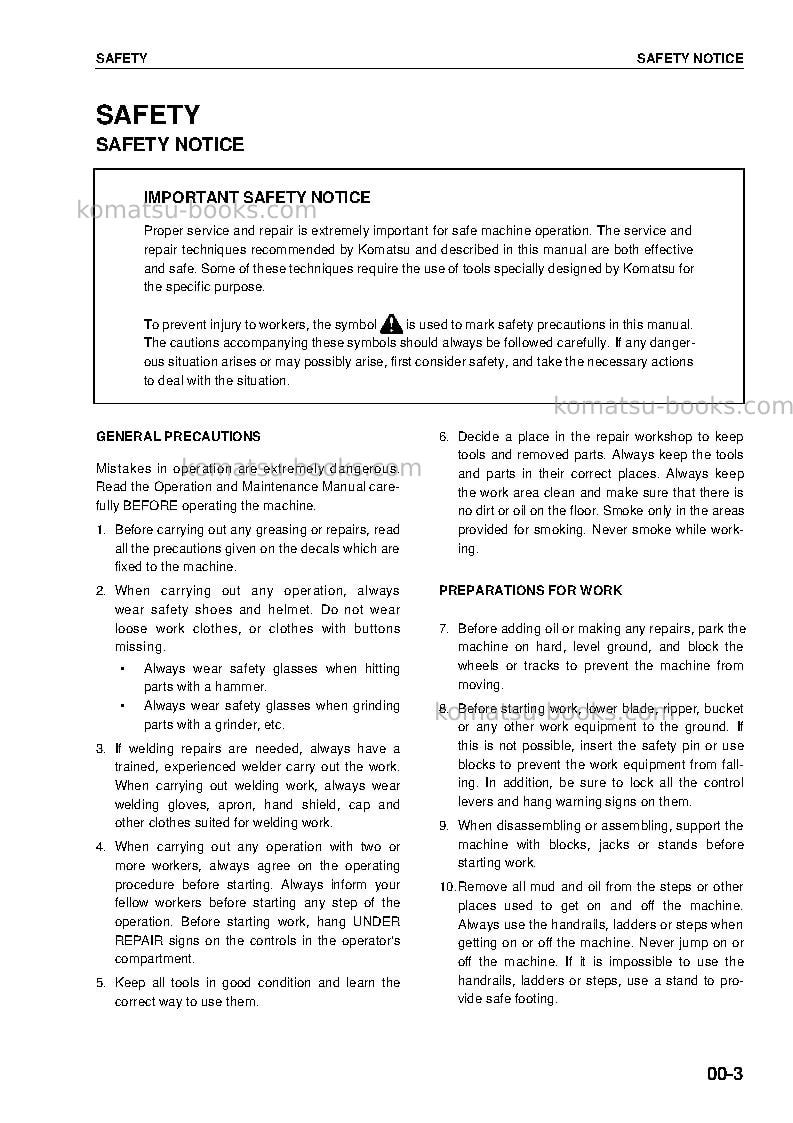 Komatsu wa400-5deu-h Repair & maintenance cover Page 3