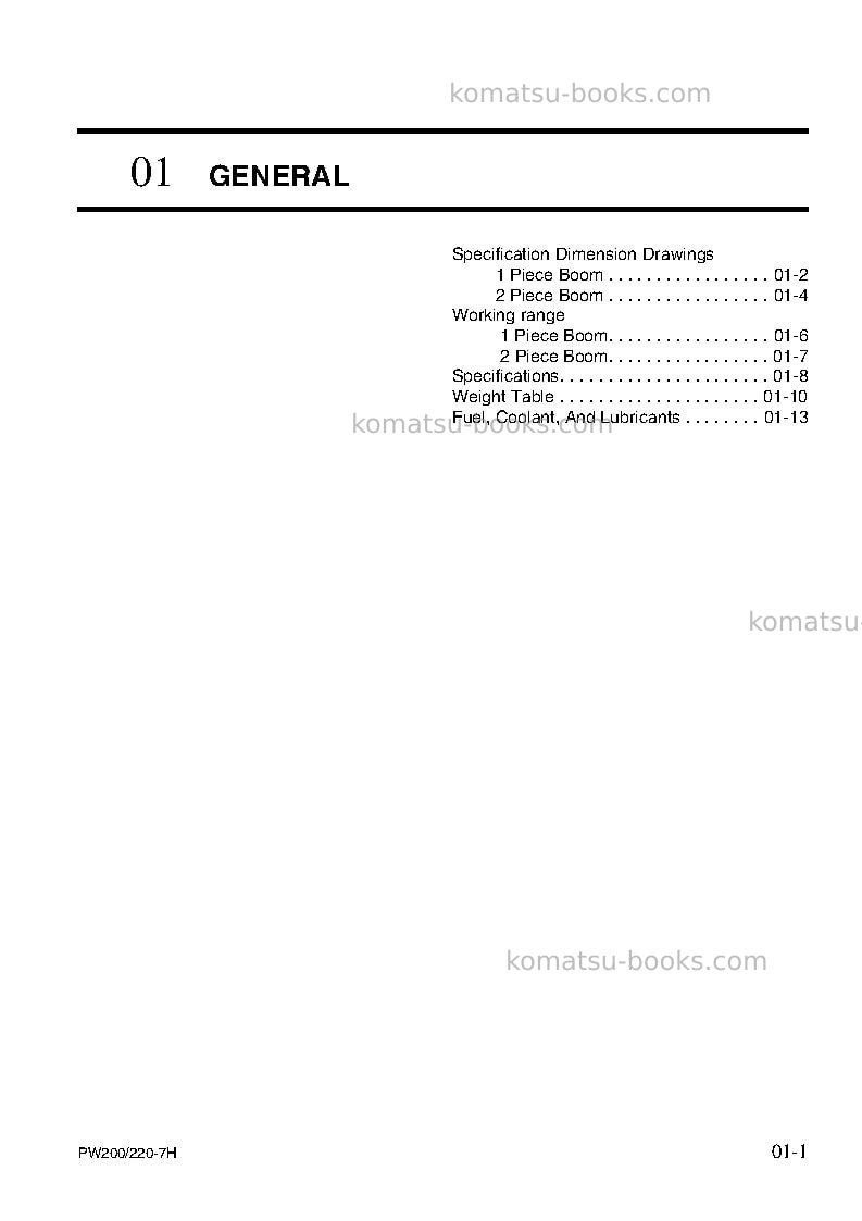 Komatsu pw220-7deu Repair & maintenance cover Page 3 Komatsu pw220-7deu Repair & maintenance cover Page 3
