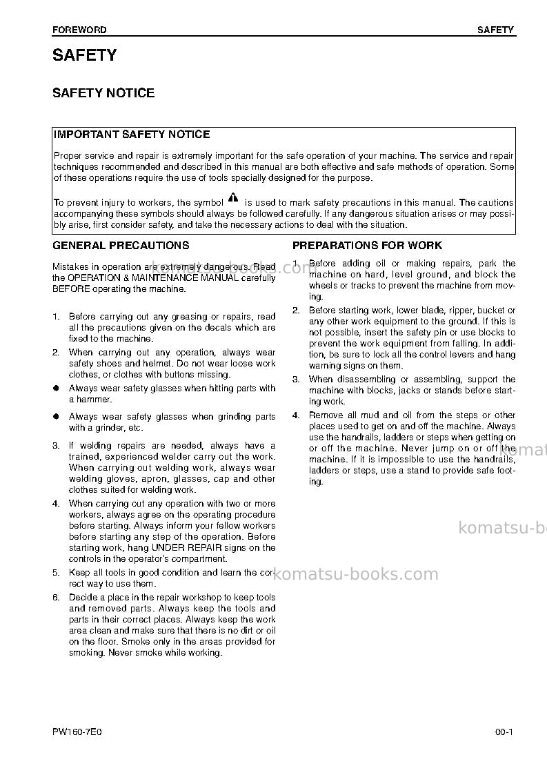Komatsu pw160-7deu-tier 3 Repair & maintenance cover Page 3