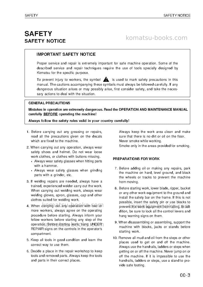 Komatsu wa320-3deu Repair & maintenance cover Page 3 Komatsu wa320-3deu Repair & maintenance cover Page 3