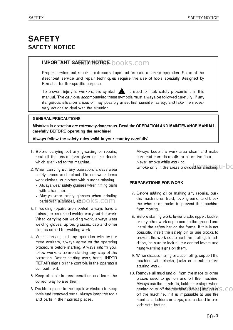 Komatsu wa380-3deu Repair & maintenance cover Page 3 Komatsu wa380-3deu Repair & maintenance cover Page 3
