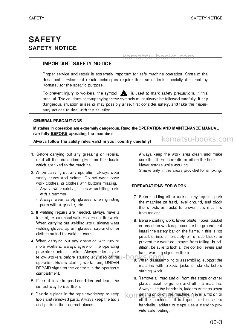 Komatsu wa420-3deu Repair & maintenance cover Page 3 Komatsu wa420-3deu Repair & maintenance cover Page 3
