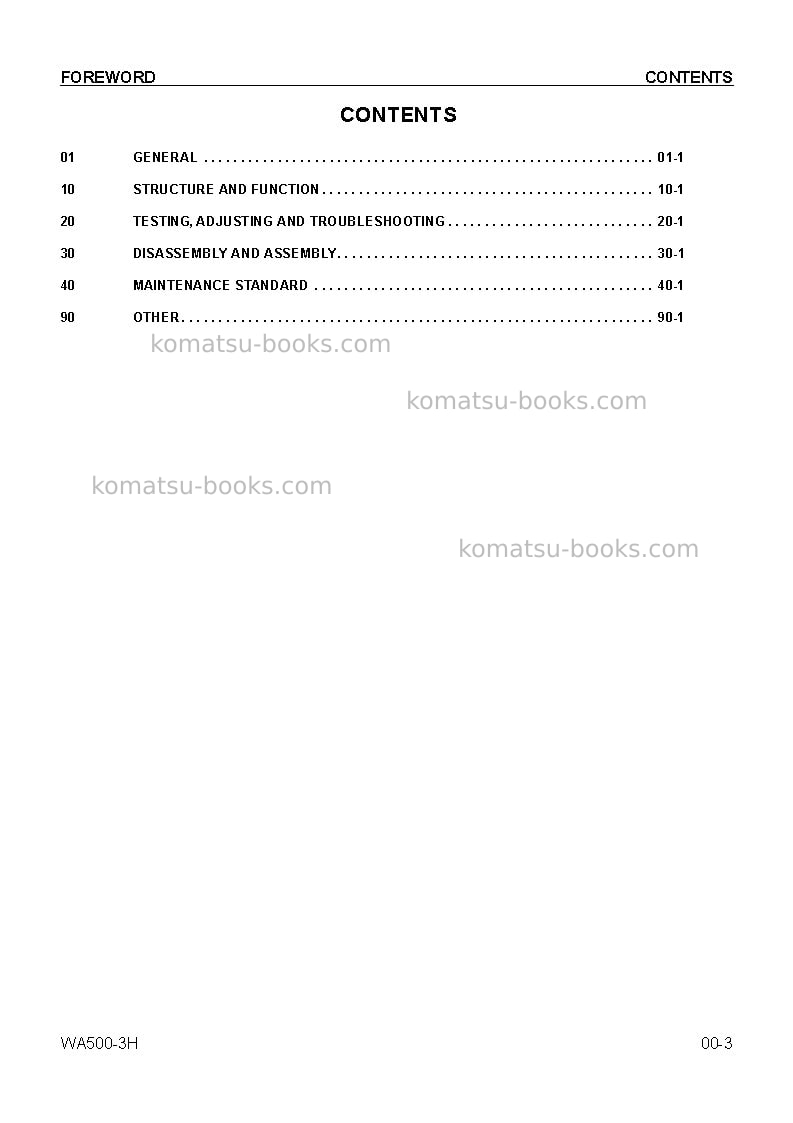 Komatsu wa500-3deu Repair & maintenance cover Page 3 Komatsu wa500-3deu Repair & maintenance cover Page 3