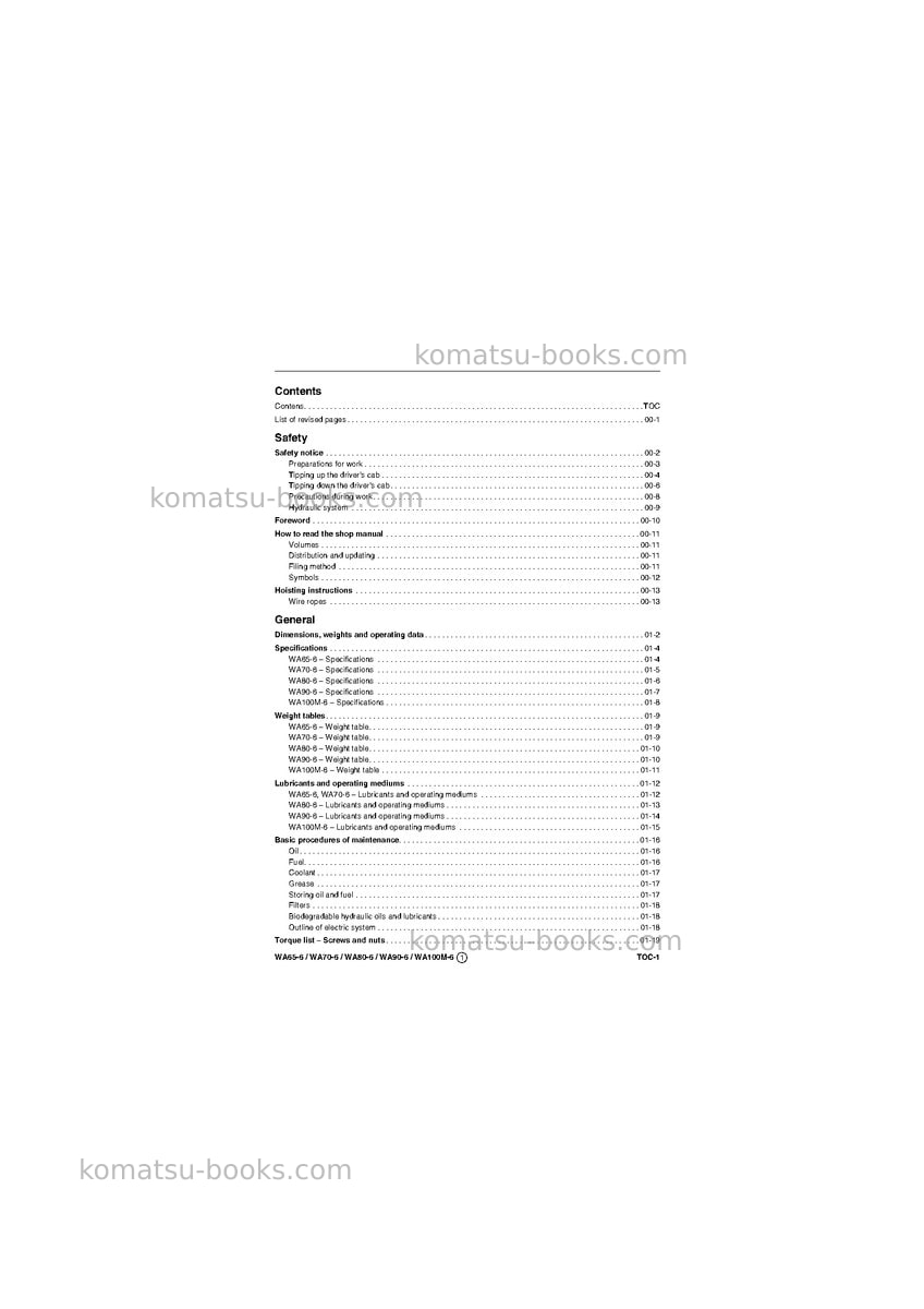 Komatsu wa65-6deu Repair & maintenance cover Page 3