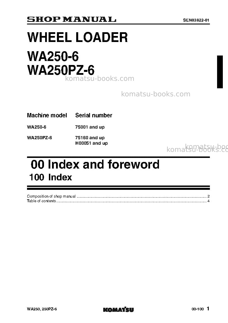 Komatsu wa250pz-6deu Repair & maintenance cover Page 3