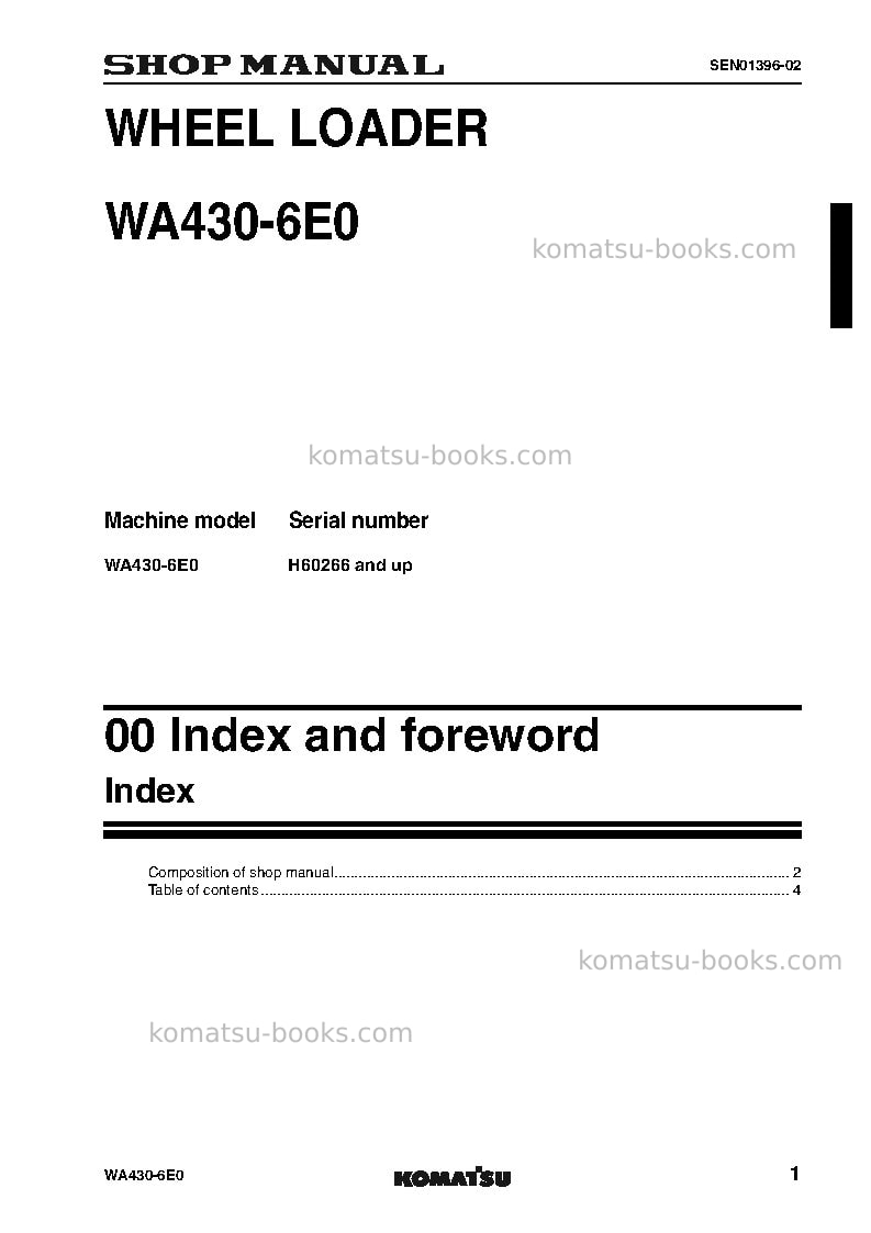 Komatsu wa430-6deu Repair & maintenance cover Page 3