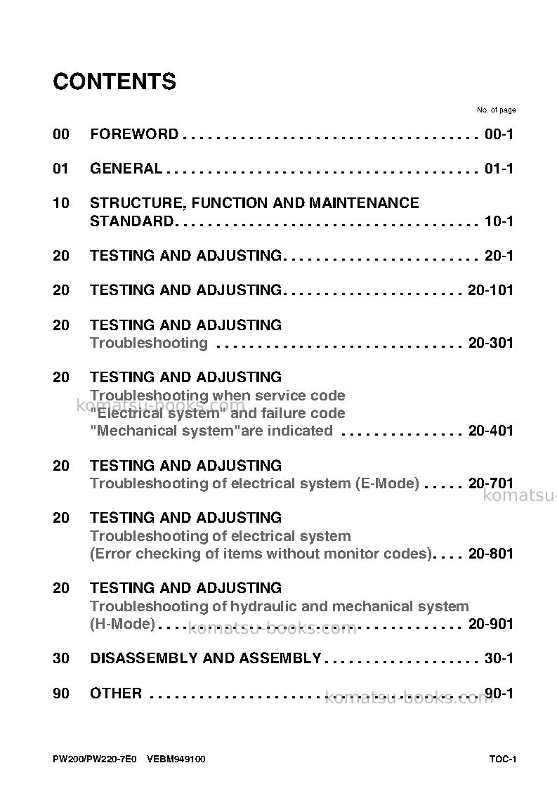 Komatsu pw220-7deu-tier 3 Repair & maintenance cover Page 3