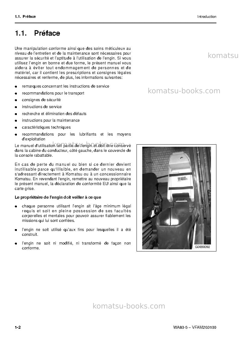 Komatsu wa80-5deu Manuel d'utilisation couverture Page 3 Komatsu wa80-5deu Manuel d'utilisation couverture Page 3