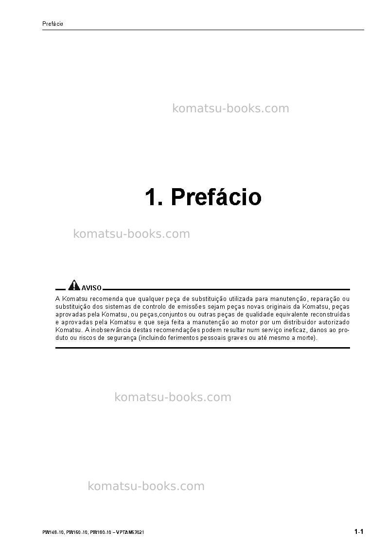 Komatsu pw160-10deu Manual de operação capa Página 3