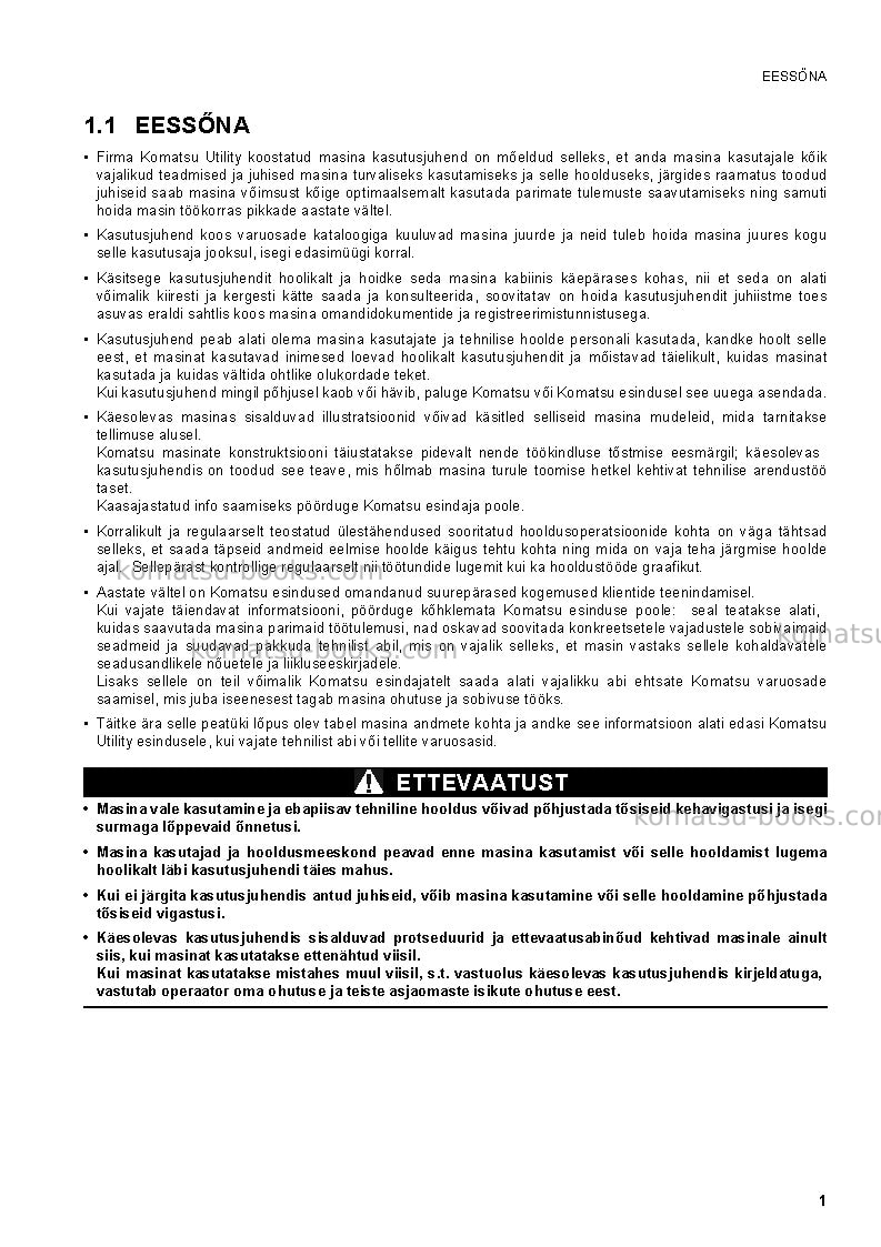 Komatsu pc20mr-2ita Operation manual cover Page 3 Komatsu pc20mr-2ita Operation manual cover Page 3