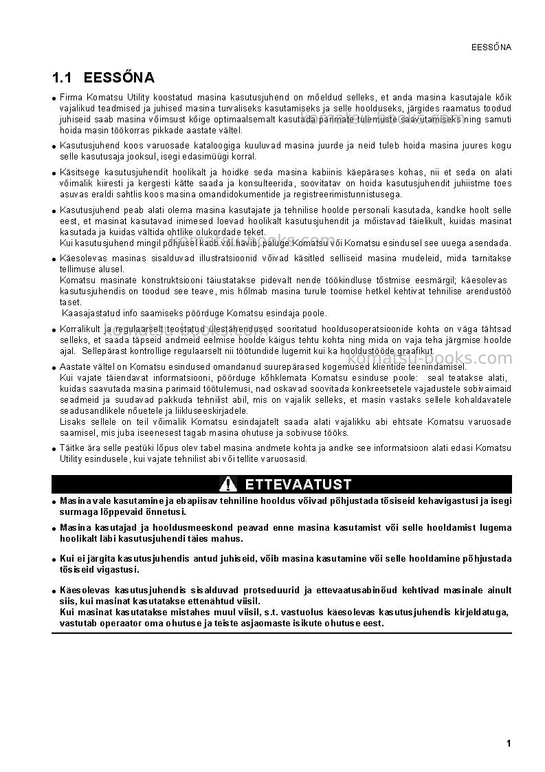 Komatsu pc20mr-2ita Operation manual cover Page 3 Komatsu pc20mr-2ita Operation manual cover Page 3