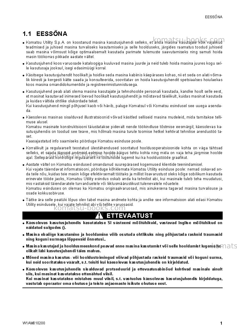 Komatsu sk510-5ita Operation manual cover Page 3