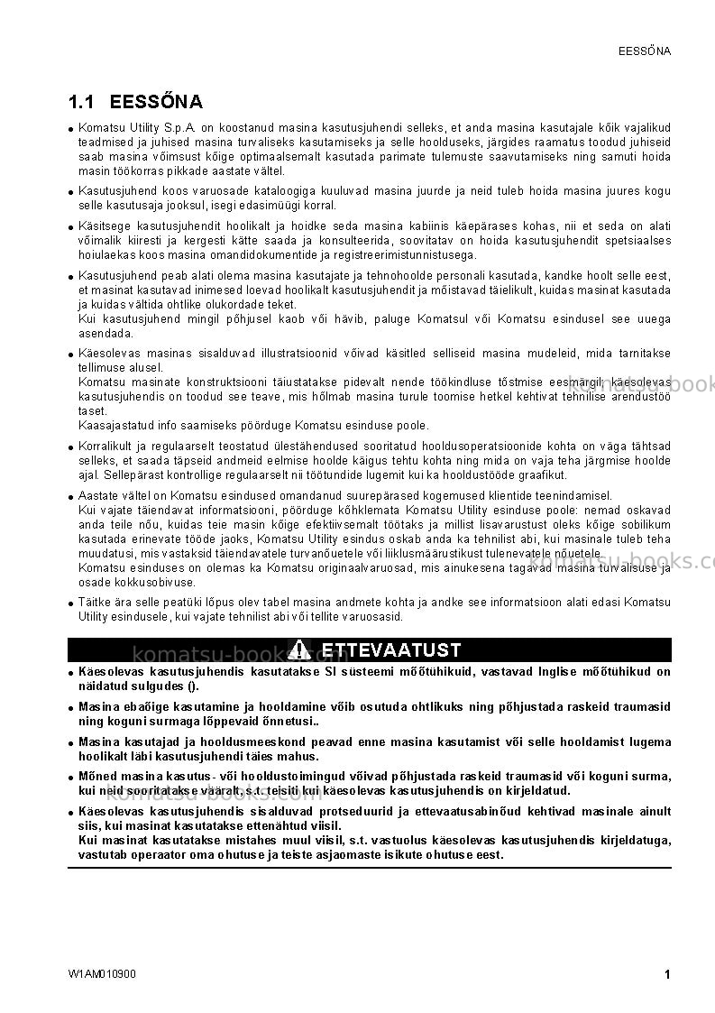 Komatsu sk1026-5ita-turbo Operation manual cover Page 3