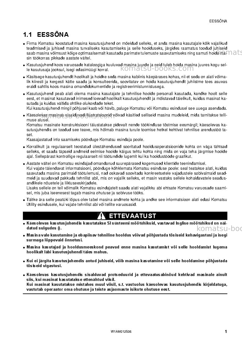 Komatsu pc26mr-3ita Operation manual cover Page 3 Komatsu pc26mr-3ita Operation manual cover Page 3