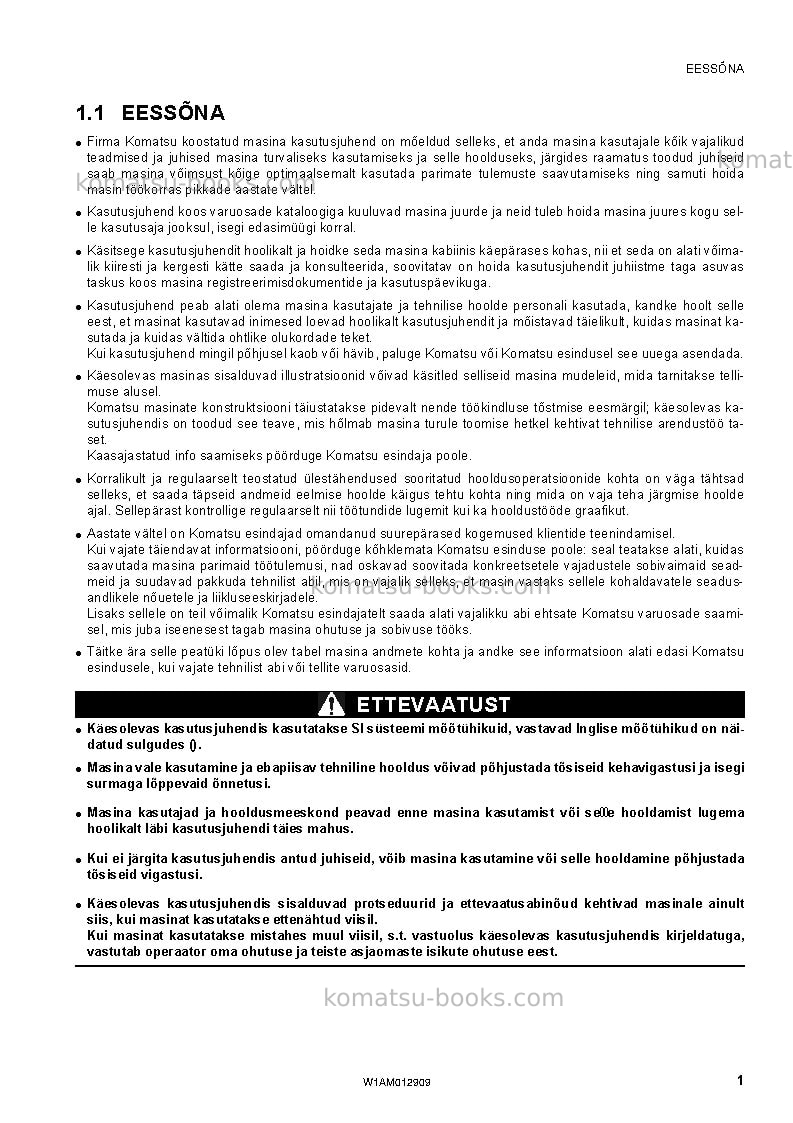 Komatsu pc80mr-3ita Operation manual cover Page 3