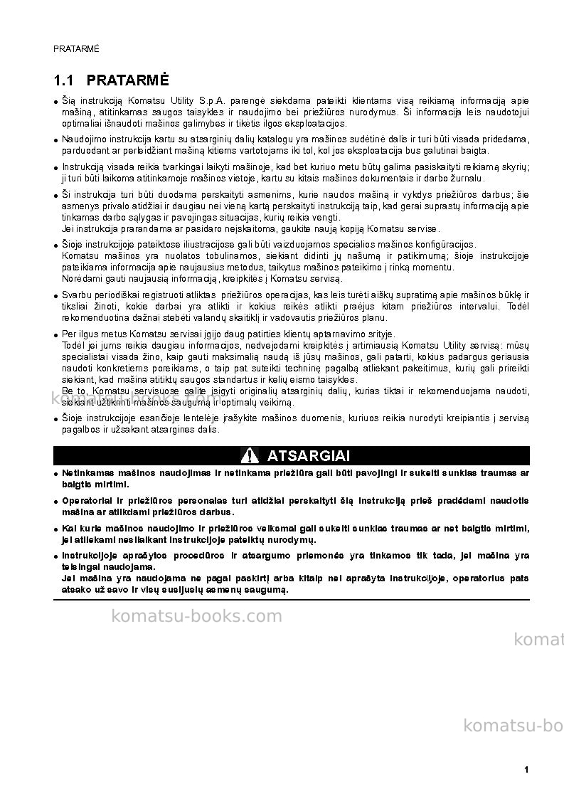 Komatsu sk1020-5ita Operation manual cover Page 3