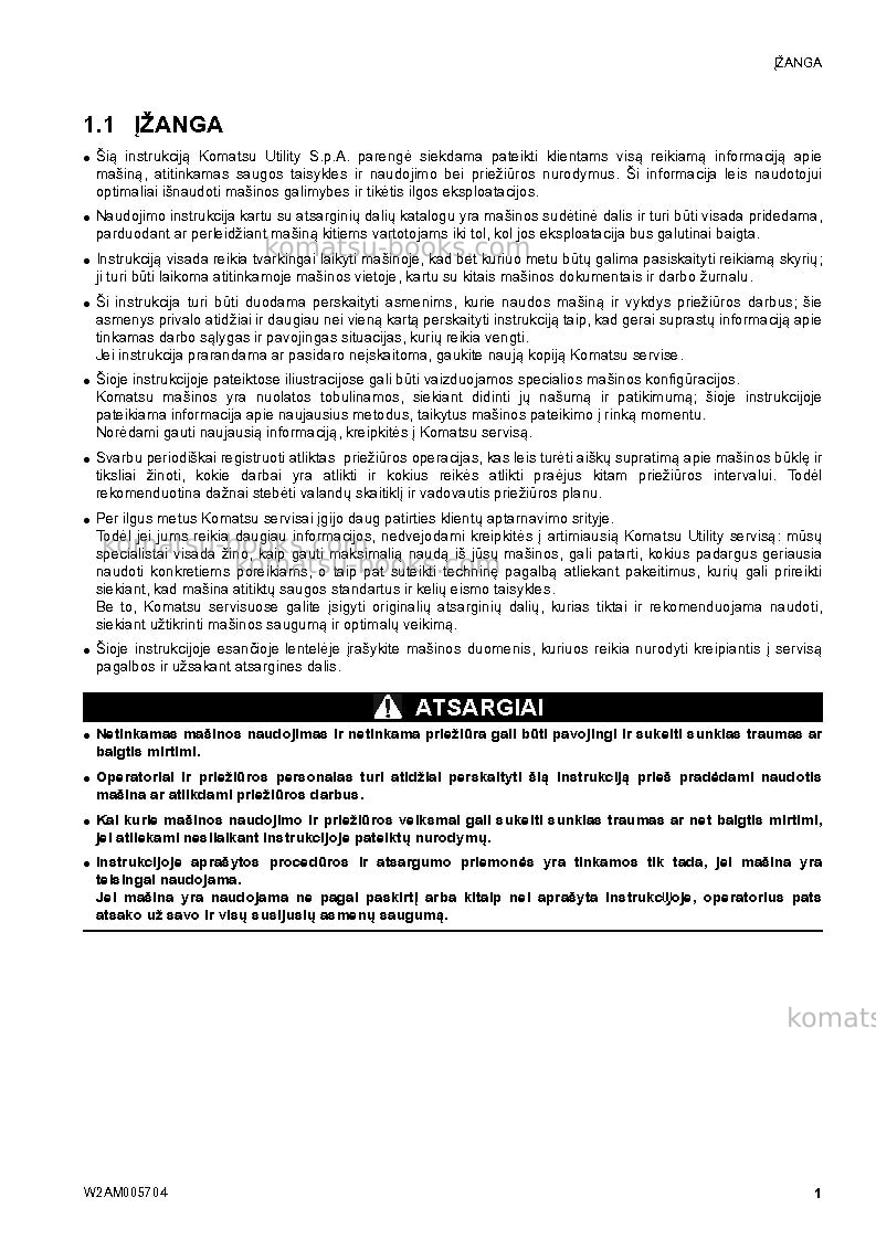 Komatsu sk1026-5ita Operation manual cover Page 3