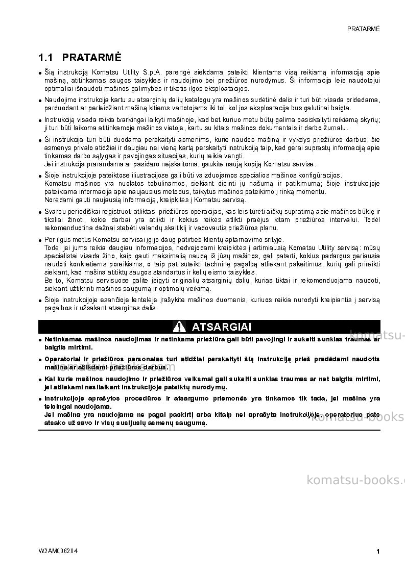 Komatsu ck30-1ita Operation manual cover Page 3 Komatsu ck30-1ita Operation manual cover Page 3