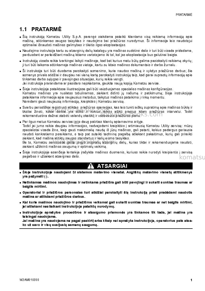Komatsu sk714-5ita-/ Operation manual cover Page 3 Komatsu sk714-5ita-/ Operation manual cover Page 3