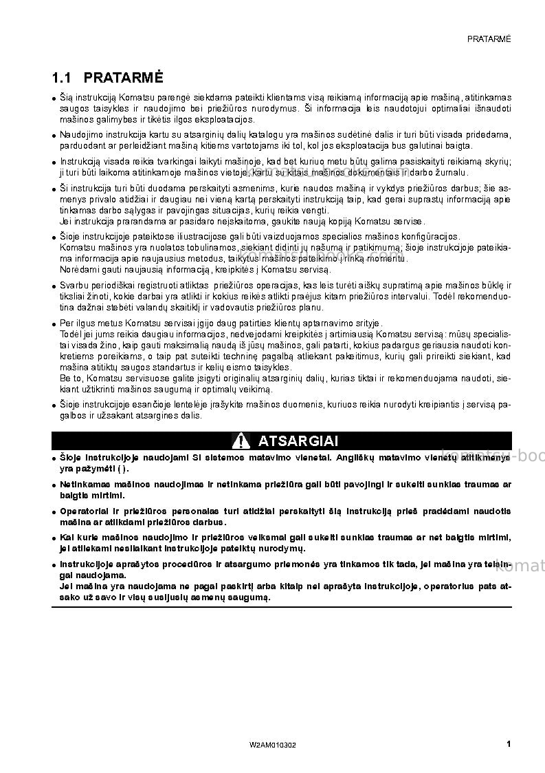 Komatsu sk714-5ita-/ Operation manual cover Page 3