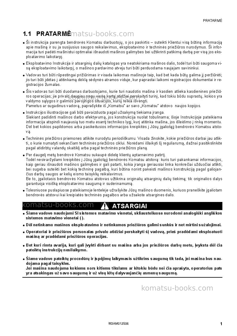 Komatsu pc26mr-3ita Operation manual cover Page 3