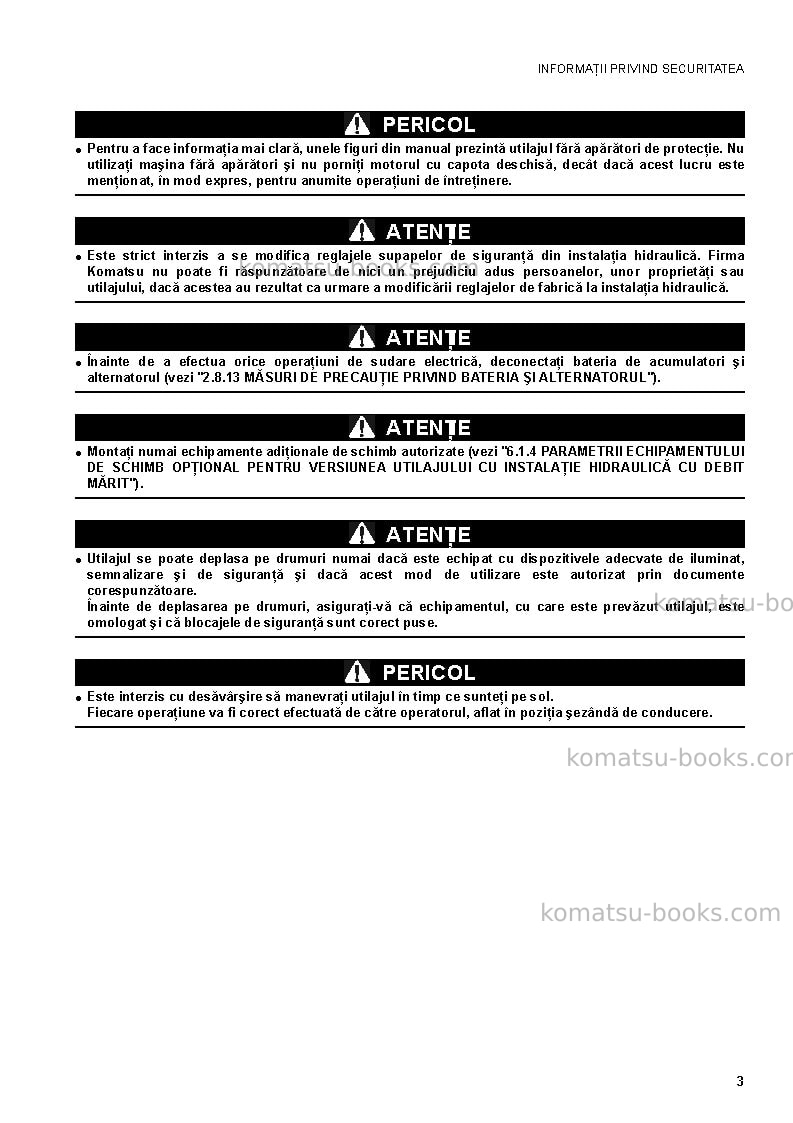 Komatsu sk1020-5ita Operation manual cover Page 3