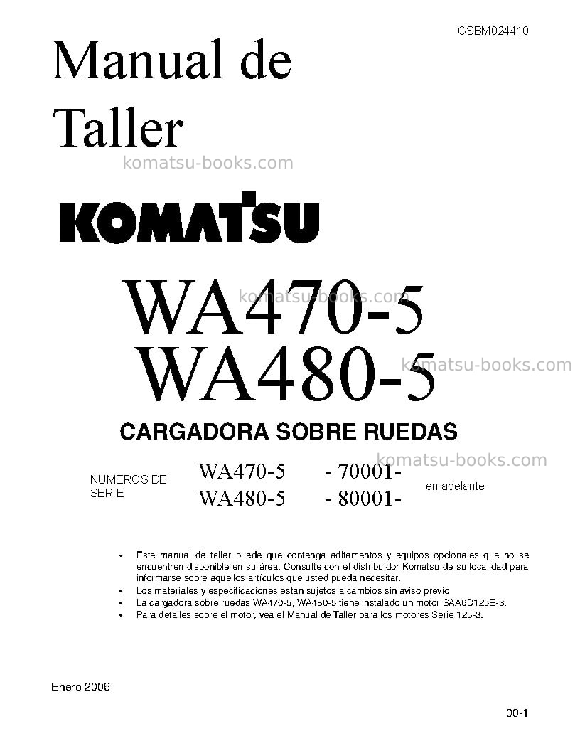 Komatsu wa470-5jpn Reparación y mantenimiento cover Page 3