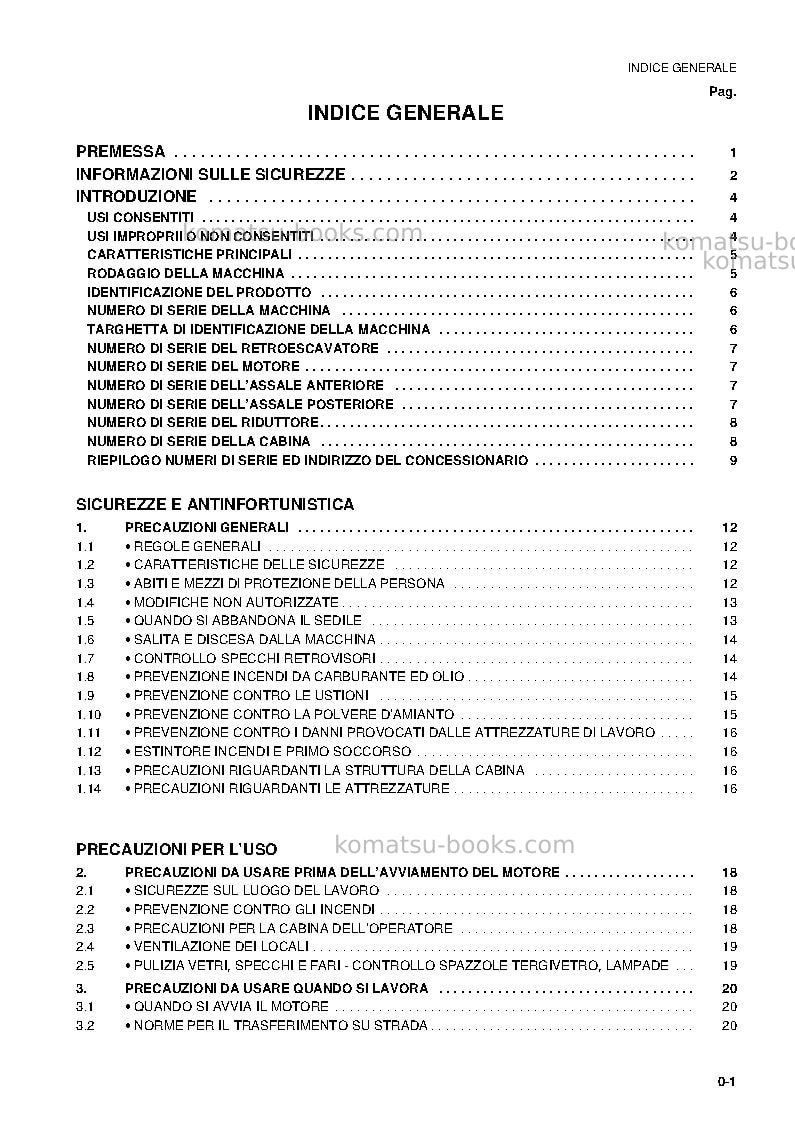 Komatsu wb98a-2ita Operation manual cover Page 3 Komatsu wb98a-2ita Operation manual cover Page 3