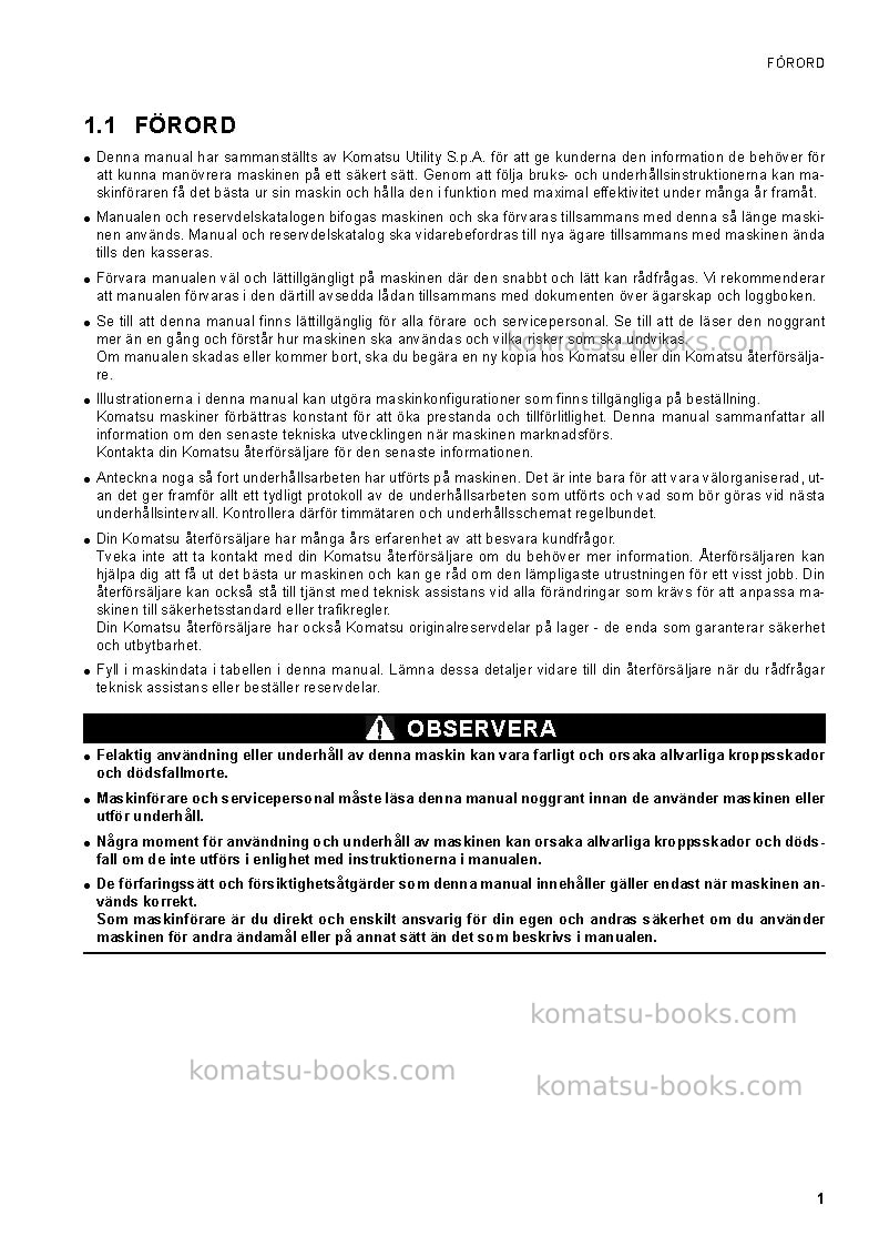 Komatsu sk1020-5ita Operation manual cover Page 3 Komatsu sk1020-5ita Operation manual cover Page 3