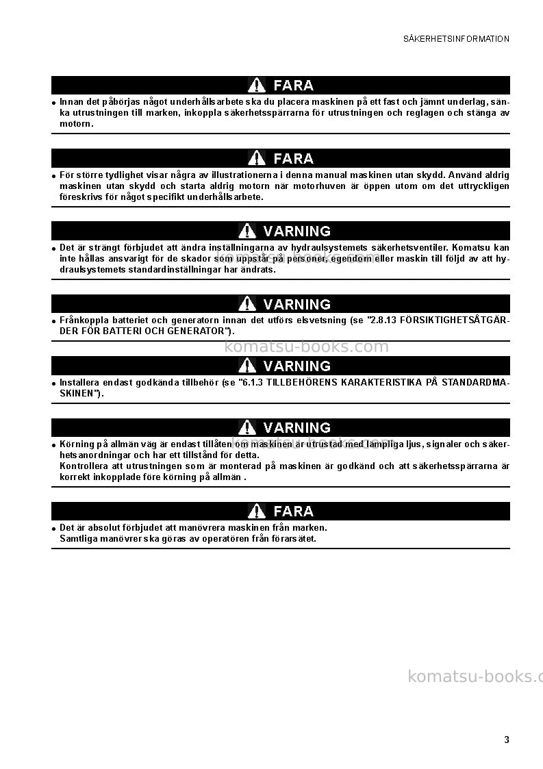 Komatsu sk1020-5ita Operation manual cover Page 3 Komatsu sk1020-5ita Operation manual cover Page 3