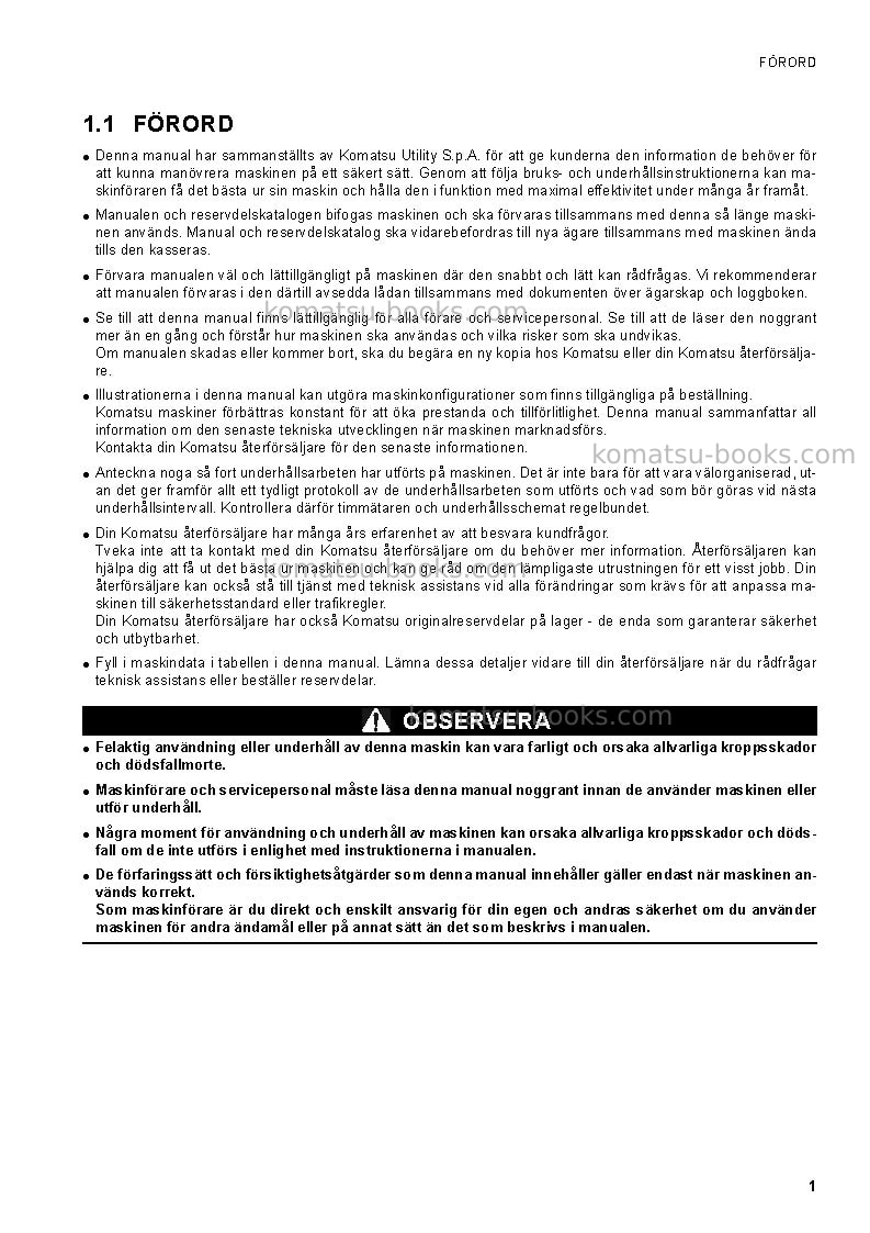 Komatsu sk1020-5ita-turbo Operation manual cover Page 3