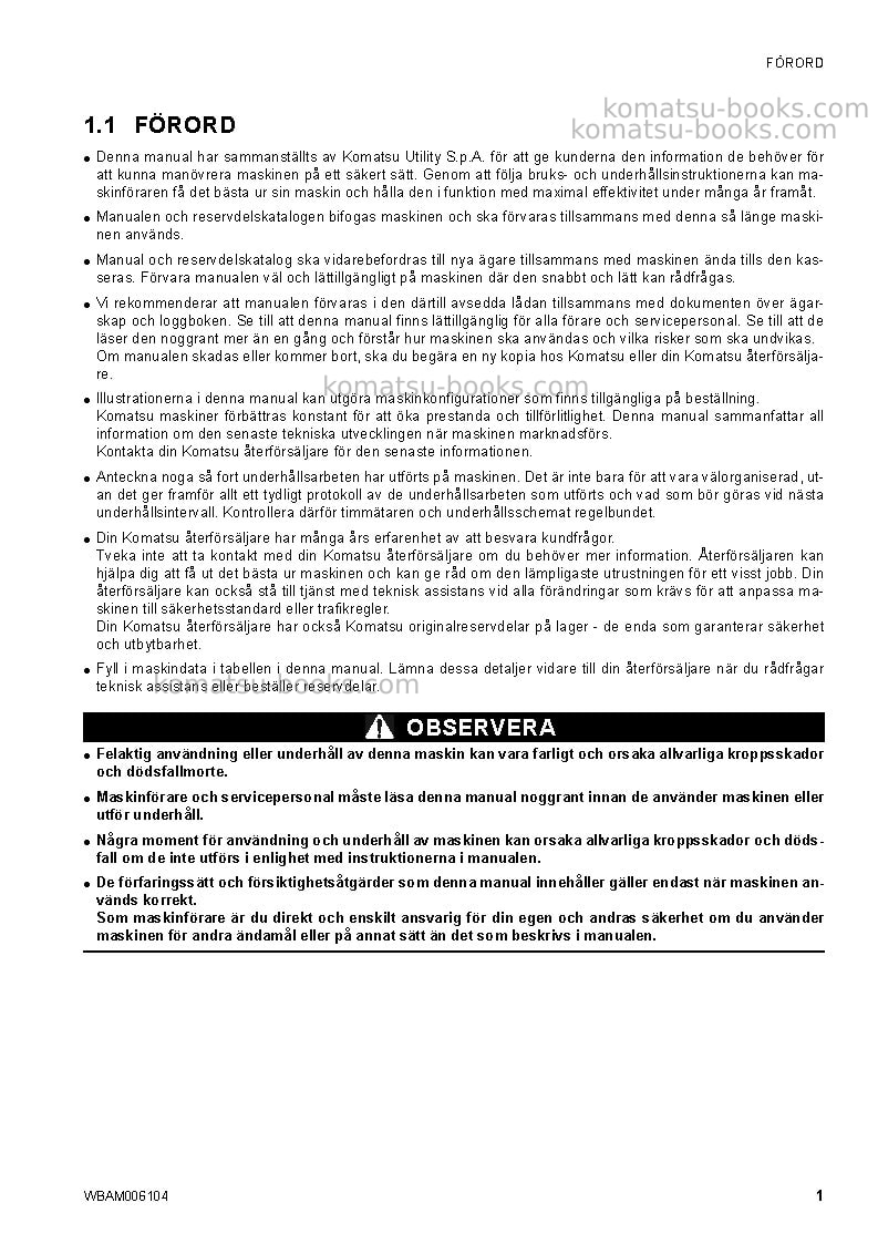 Komatsu ck20-1ita Operation manual cover Page 3 Komatsu ck20-1ita Operation manual cover Page 3