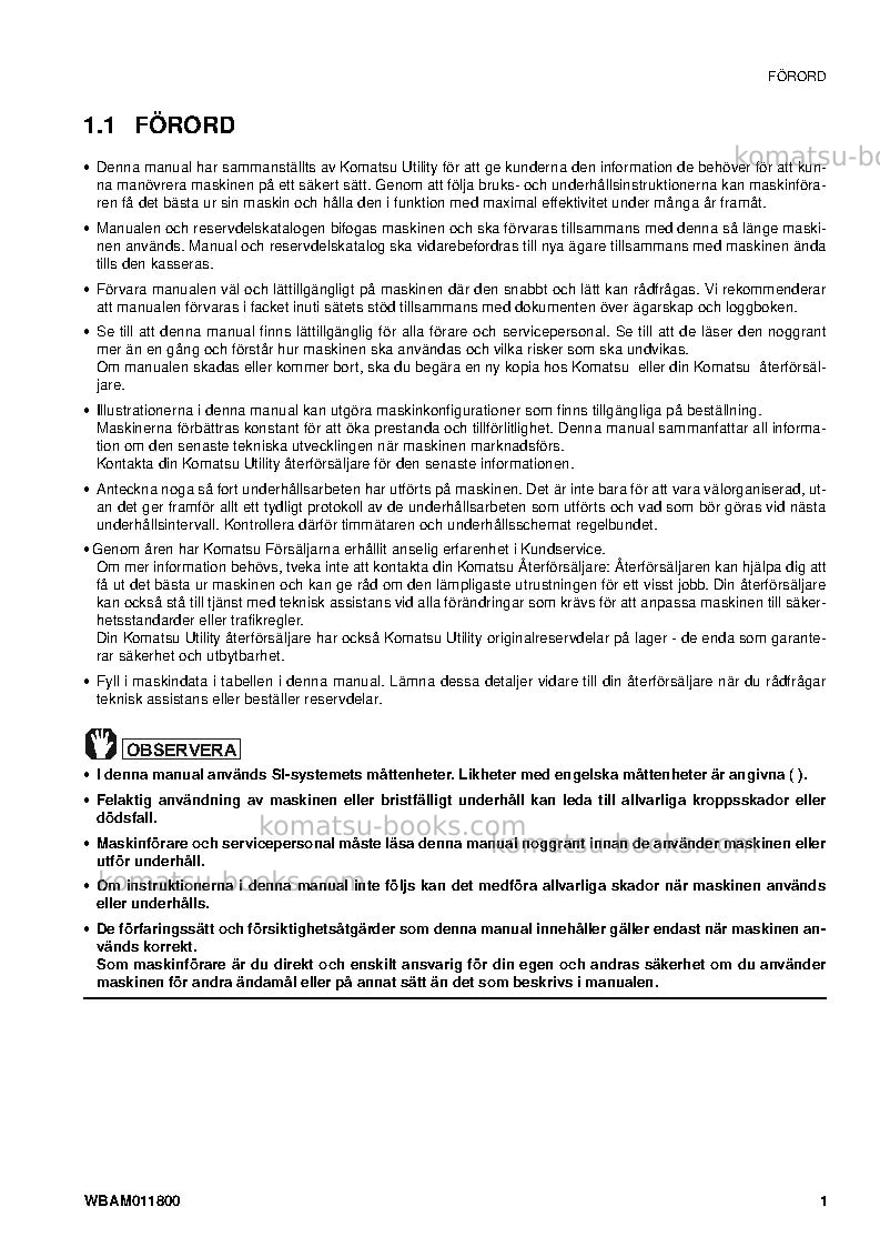 Komatsu pc09-1ita Operation manual cover Page 3 Komatsu pc09-1ita Operation manual cover Page 3