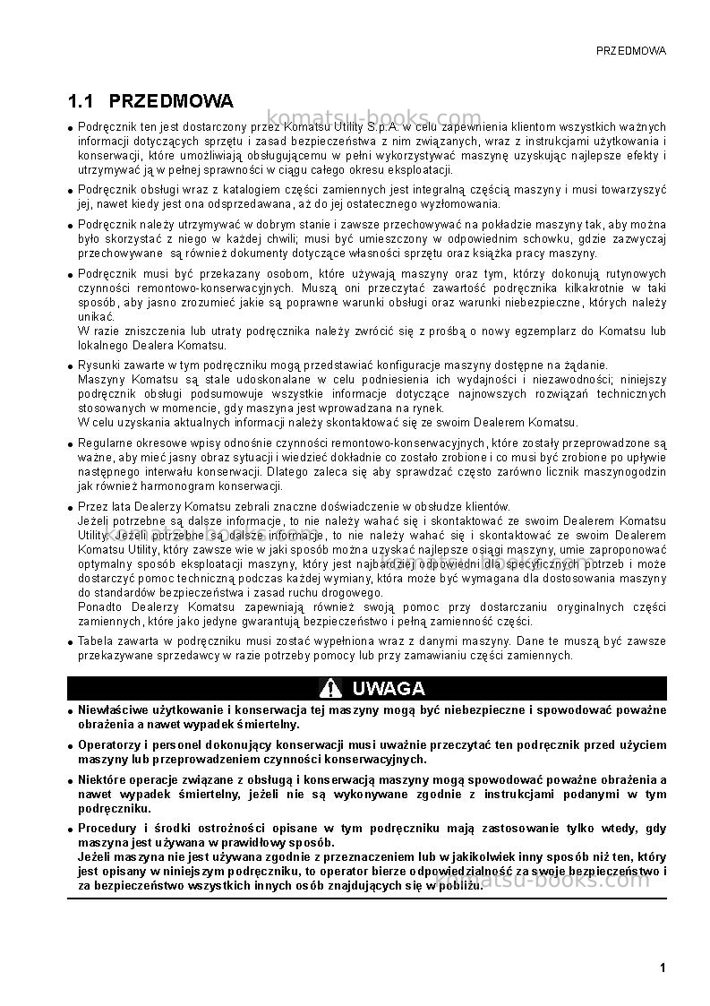 Komatsu ck20-1ita Instrukcja obsługi okładka Strona 3 Komatsu ck20-1ita Instrukcja obsługi okładka Strona 3