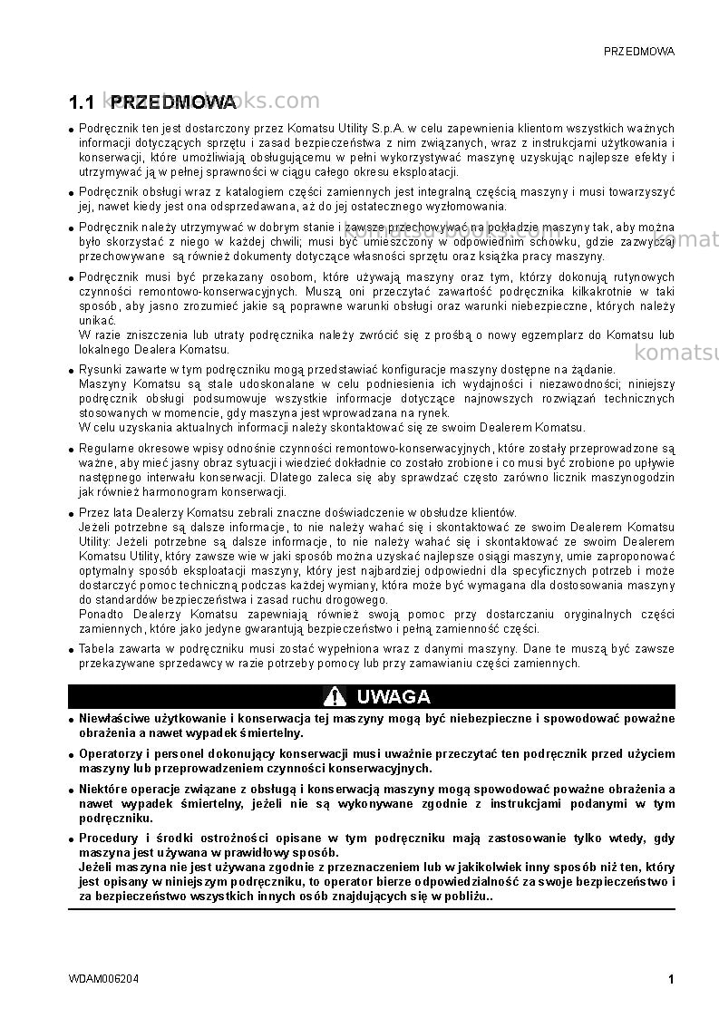 Komatsu ck30-1ita Instrukcja obsługi okładka Strona 3