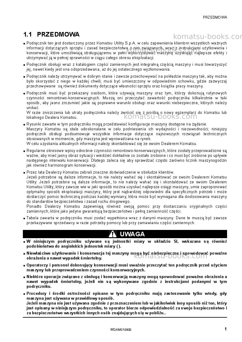 Komatsu sk1020-5ita-turbo Instrukcja obsługi okładka Strona 3