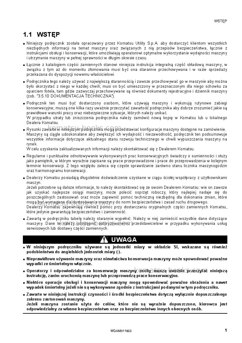 Komatsu wb93s-5ita-tier 3 Instrukcja obsługi okładka Strona 3