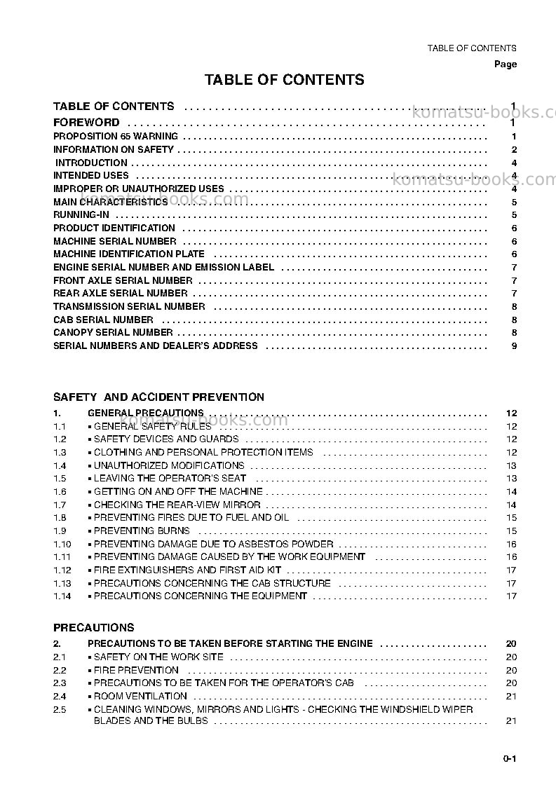 Komatsu wb150aws-2ita Operation manual cover Page 3 Komatsu wb150aws-2ita Operation manual cover Page 3