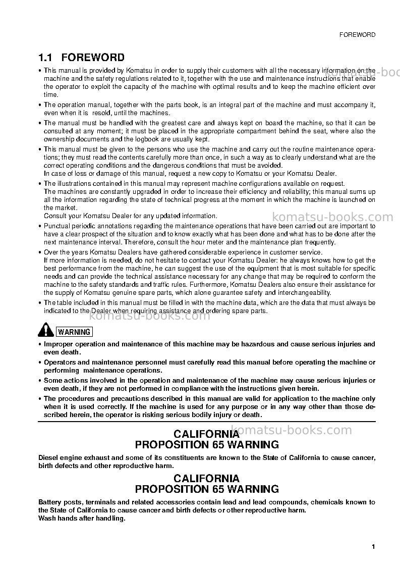 Komatsu pc75r-2ita Operation manual cover Page 3 Komatsu pc75r-2ita Operation manual cover Page 3