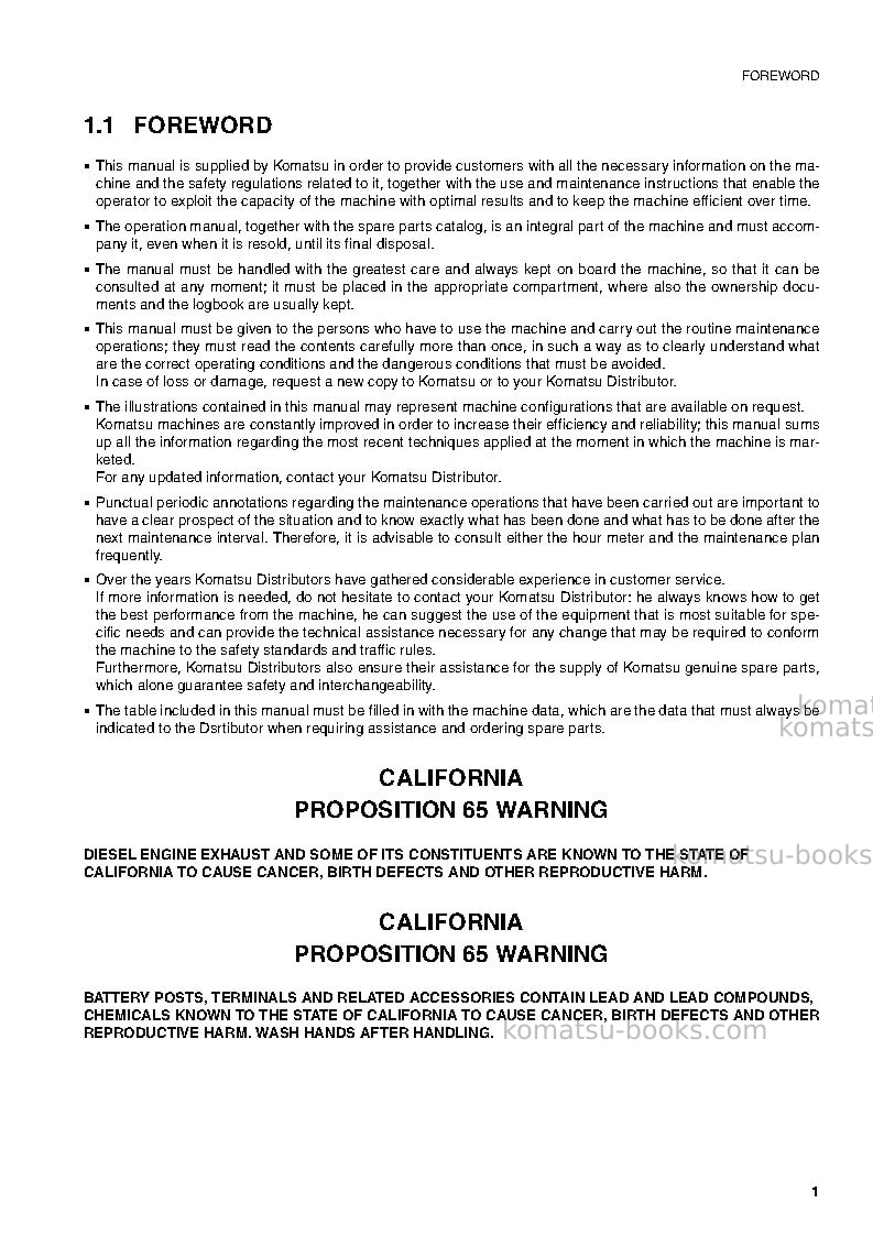 Komatsu sk1020-5ita Operation manual cover Page 3 Komatsu sk1020-5ita Operation manual cover Page 3