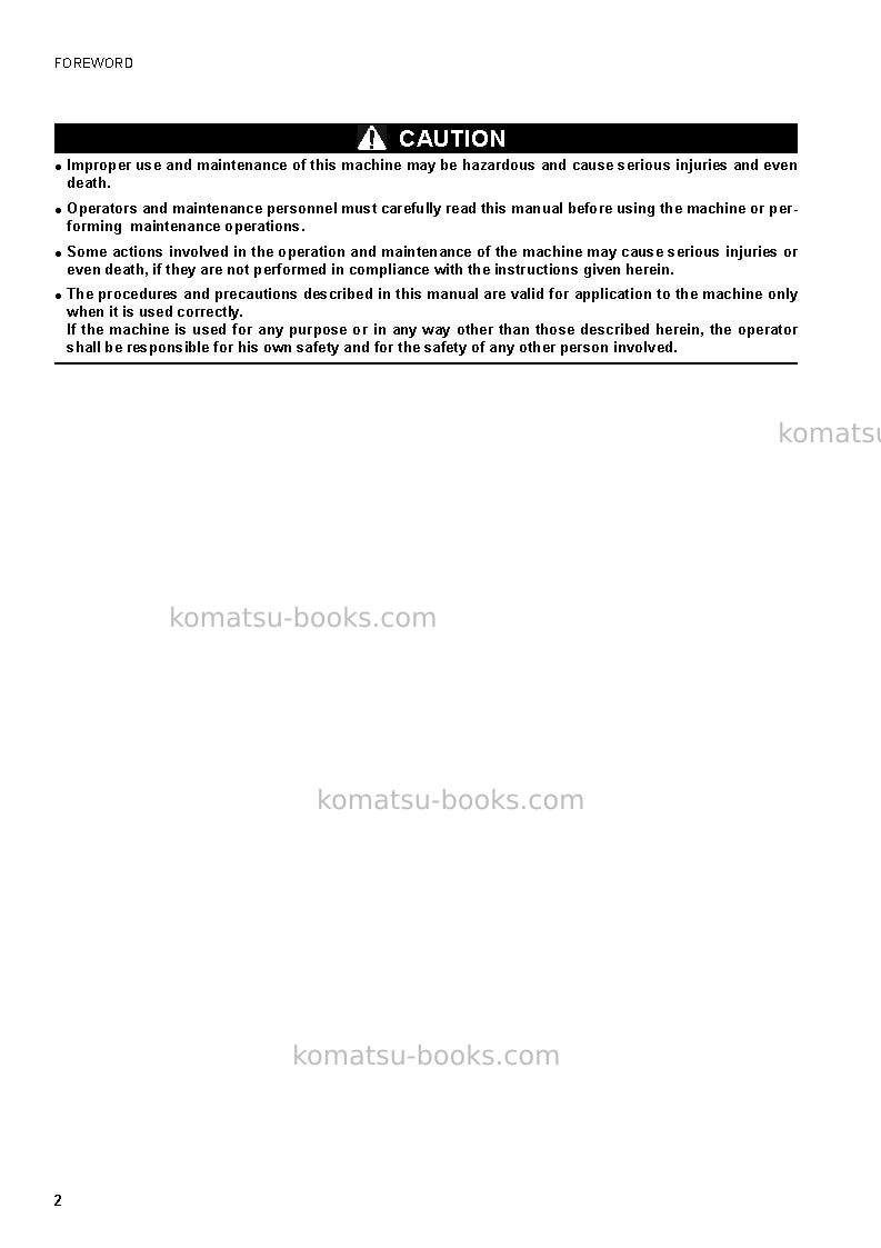 Komatsu sk1020-5ita Operation manual cover Page 3 Komatsu sk1020-5ita Operation manual cover Page 3