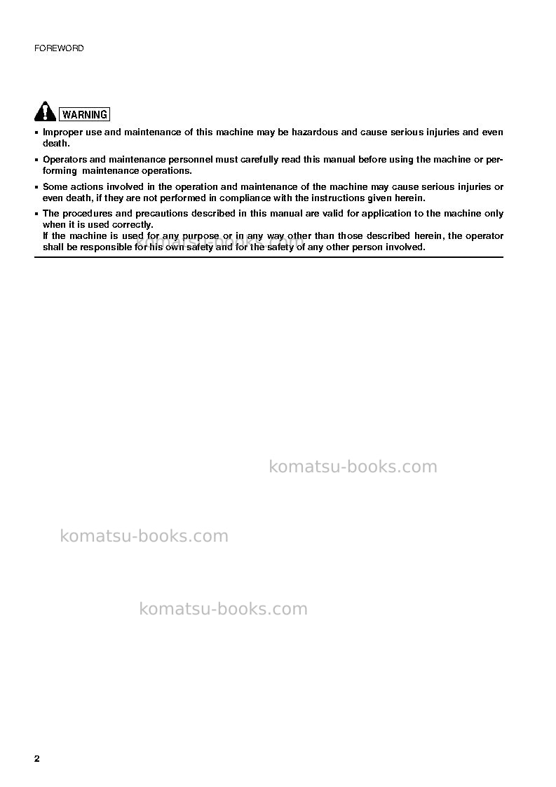 Komatsu sk820-5ita Operation manual cover Page 3 Komatsu sk820-5ita Operation manual cover Page 3