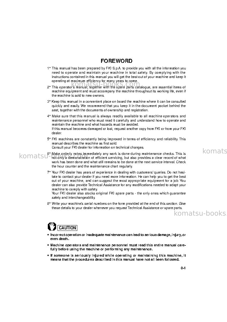 Komatsu pc95-1ita Operation manual cover Page 3 Komatsu pc95-1ita Operation manual cover Page 3
