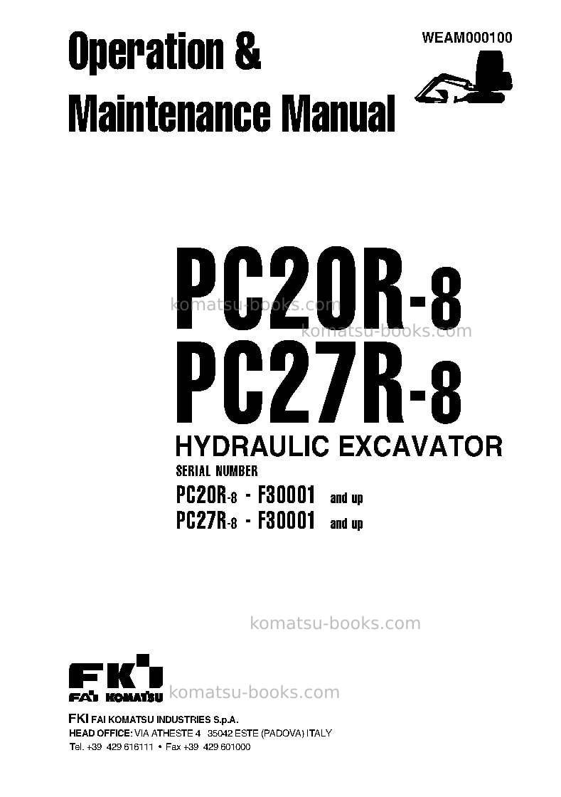 Komatsu pc20r-8ita Operation manual cover Page 3