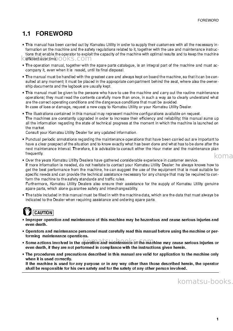Komatsu pw110r-1ita Operation manual cover Page 3