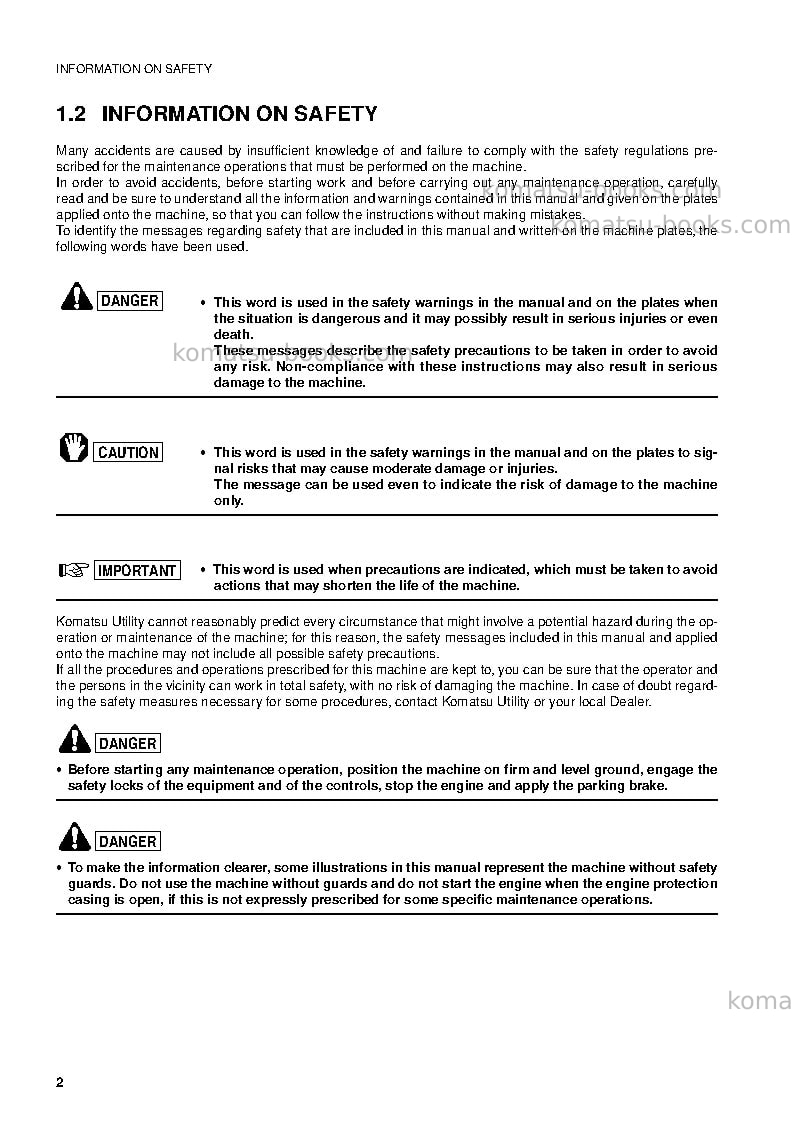 Komatsu wb97r-2ita Operation manual cover Page 3 Komatsu wb97r-2ita Operation manual cover Page 3