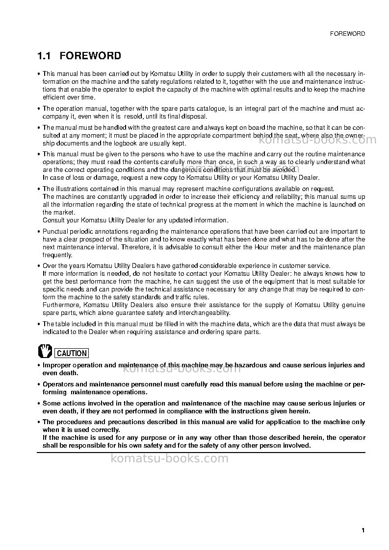Komatsu pc75r-2ita Operation manual cover Page 3 Komatsu pc75r-2ita Operation manual cover Page 3