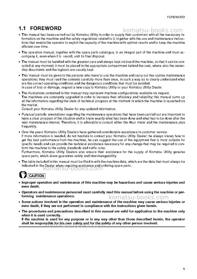 Komatsu pc95r-2ita Operation manual cover Page 3