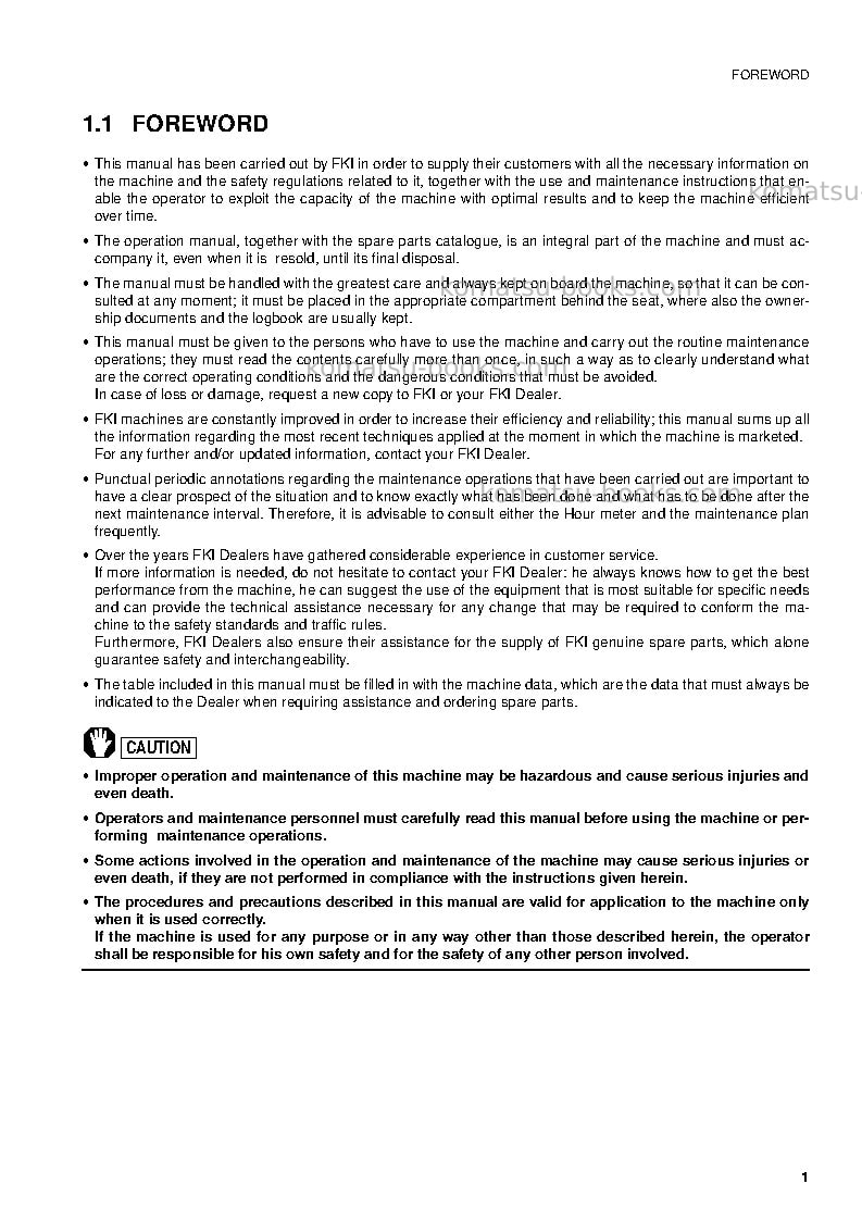 Komatsu pw95r-2ita Operation manual cover Page 3 Komatsu pw95r-2ita Operation manual cover Page 3