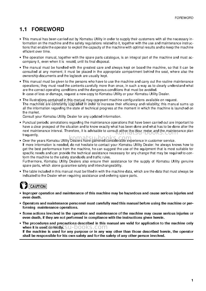 Komatsu pw95r-2ita Operation manual cover Page 3